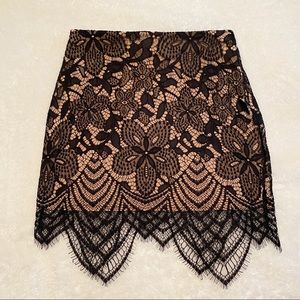 Express black and tan lace skirt
